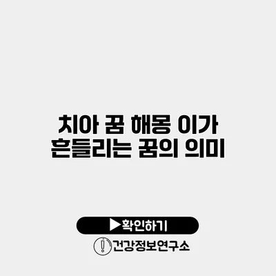 치아 꿈 해몽 이가 흔들리는 꿈의 의미