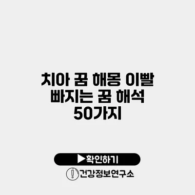 치아 꿈 해몽 이빨 빠지는 꿈 해석 50가지