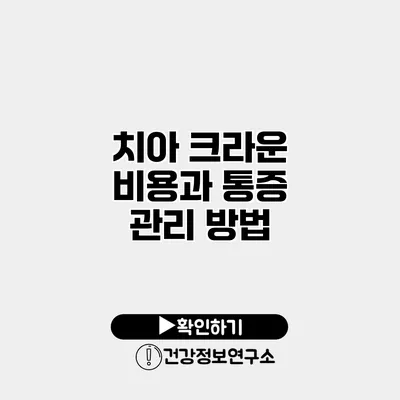 치아 크라운 비용과 통증 관리 방법