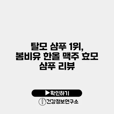 탈모 샴푸 1위, 봄비유 한올 맥주 효모 샴푸 리뷰