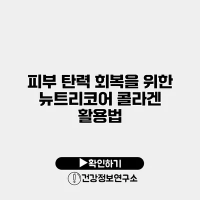 피부 탄력 회복을 위한 뉴트리코어 콜라겐 활용법