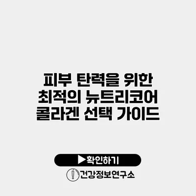 피부 탄력을 위한 최적의 뉴트리코어 콜라겐 선택 가이드