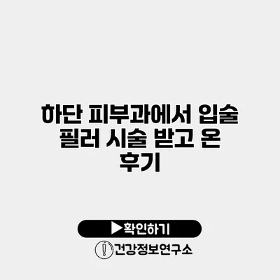 하단 피부과에서 입술 필러 시술 받고 온 후기