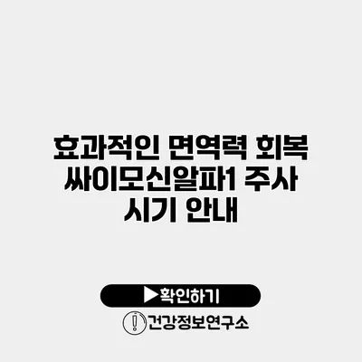 효과적인 면역력 회복 싸이모신알파1 주사 시기 안내