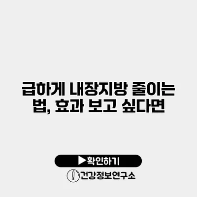 급하게 내장지방 줄이는 법, 효과 보고 싶다면?
