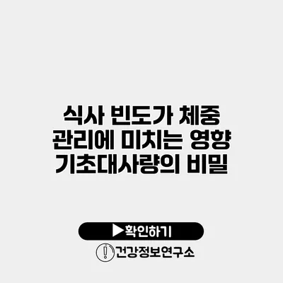 식사 빈도가 체중 관리에 미치는 영향 기초대사량의 비밀