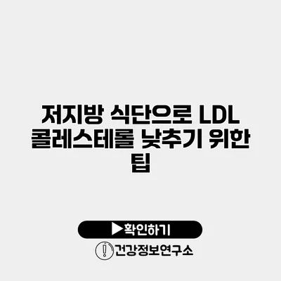 저지방 식단으로 LDL 콜레스테롤 낮추기 위한 팁
