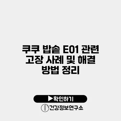 쿠쿠 밥솥 E01 관련 고장 사례 및 해결 방법 정리