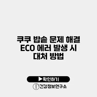 쿠쿠 밥솥 문제 해결 ECO 에러 발생 시 대처 방법