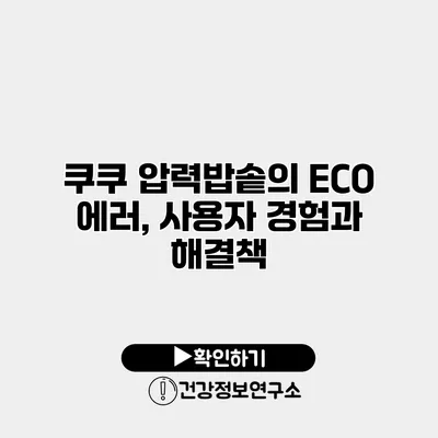 쿠쿠 압력밥솥의 ECO 에러, 사용자 경험과 해결책
