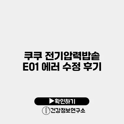 쿠쿠 전기압력밥솥 E01 에러 수정 후기