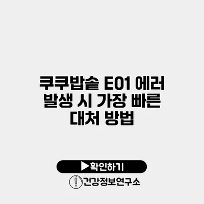 쿠쿠밥솥 E01 에러 발생 시 가장 빠른 대처 방법