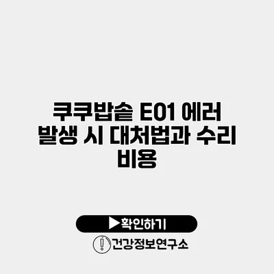 쿠쿠밥솥 E01 에러 발생 시 대처법과 수리 비용