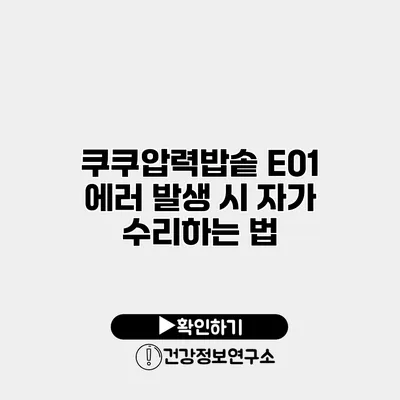 쿠쿠압력밥솥 E01 에러 발생 시 자가 수리하는 법