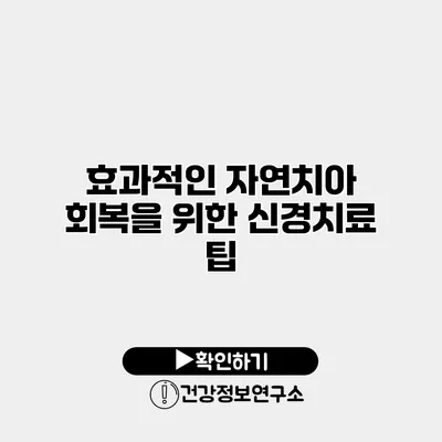 효과적인 자연치아 회복을 위한 신경치료 팁